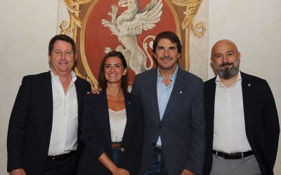 Il neo presidente del Perugia Calcio, Javier Faroni, ricevuto dalla sindaca Vittoria Ferdinandi